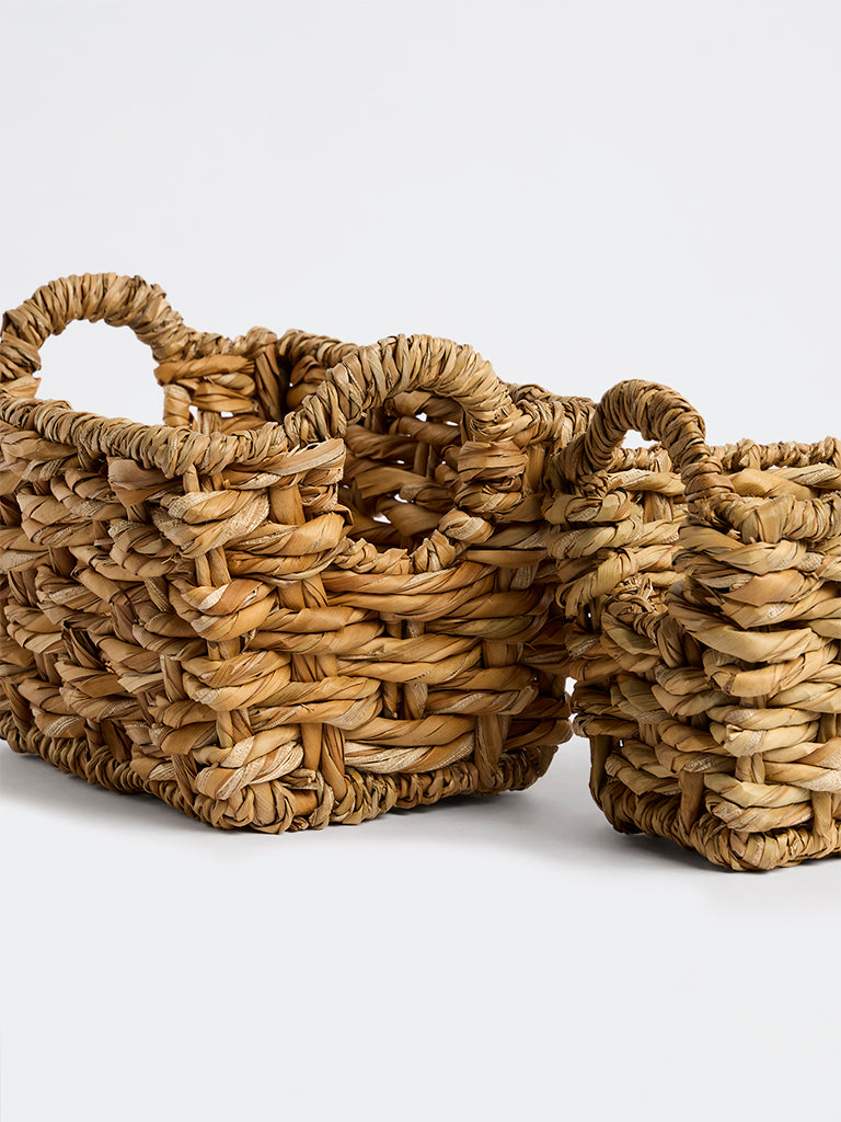 Westside Home Beige Woven Storage Basket - Set of 2