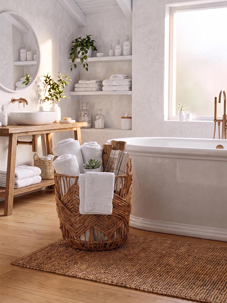 Westside Home Dark Beige Woven Laundry Basket