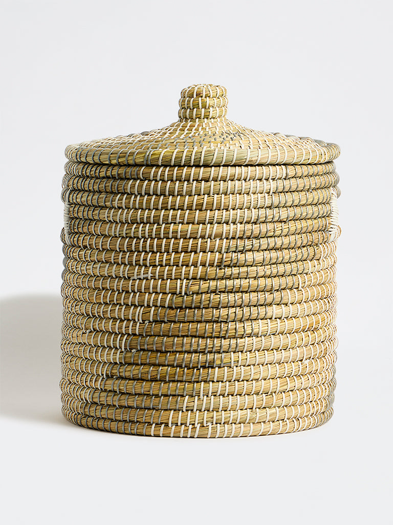 Westside Home Multicolour Woven Textured Laundry Basket with Lid