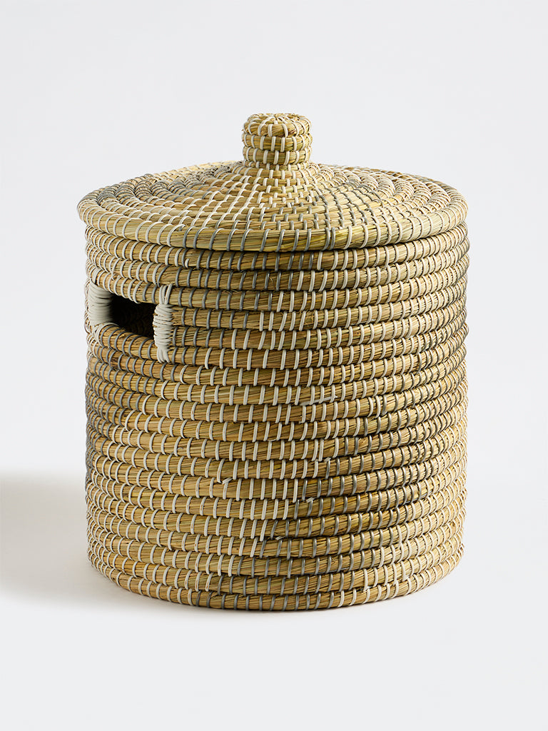Westside Home Multicolour Woven Textured Laundry Basket with Lid