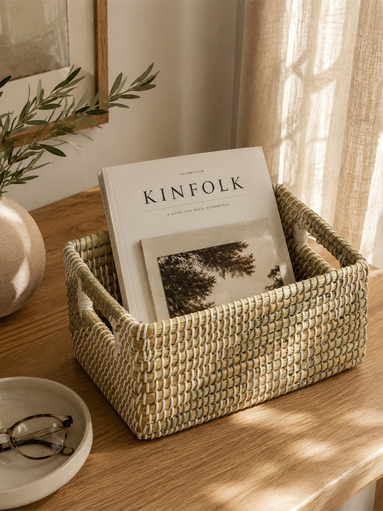Westside Home Multicolour Woven Textured Storage Basket