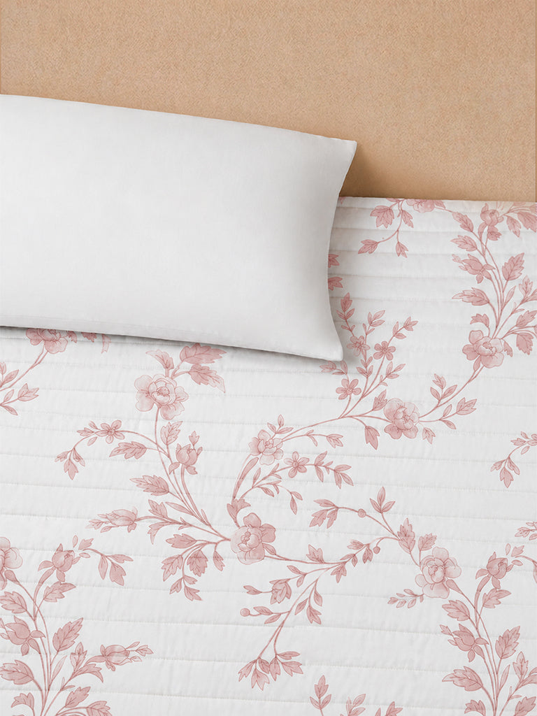 Westside Home Pink Floral Printed Queen Quilted Comforter