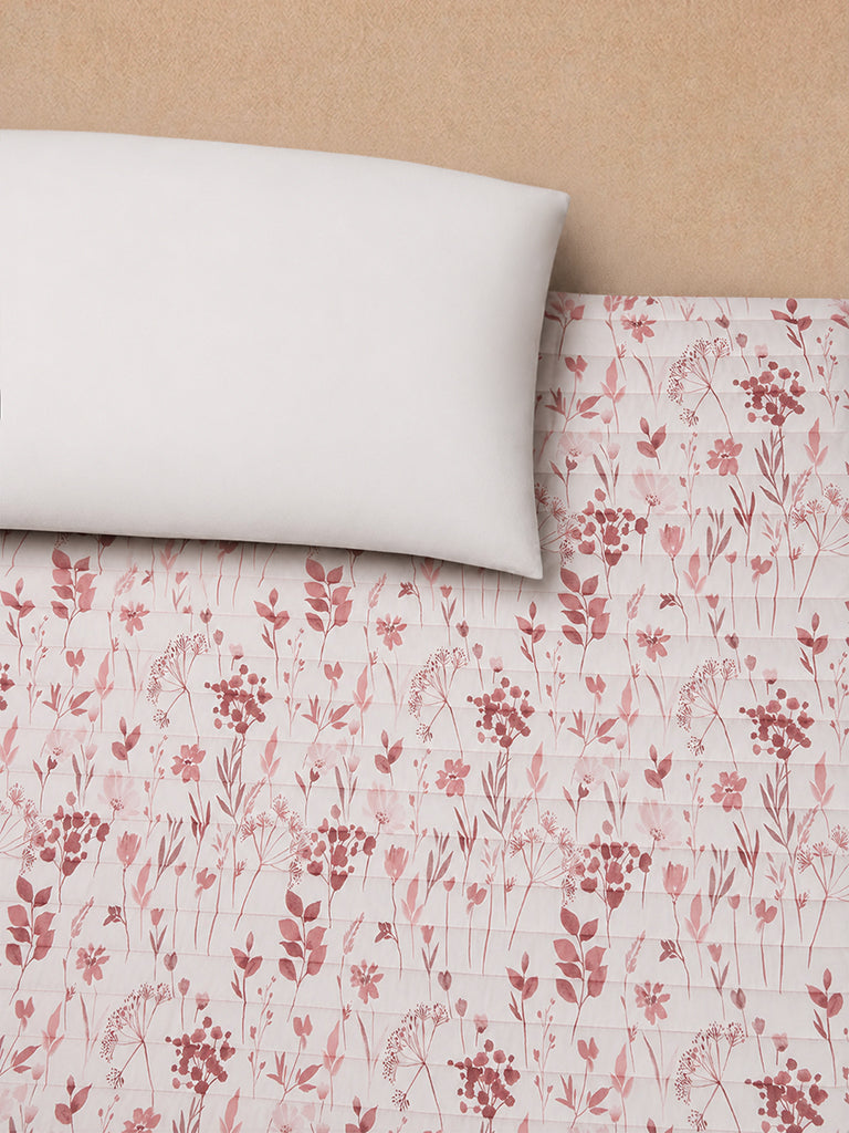 Westside Home Dusty Pink Floral Pattern Quilted King Bed Comforter