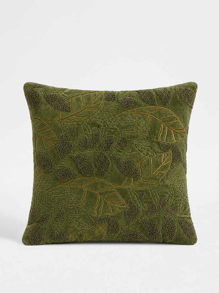 Westside Home Green Botanical Embossed Cushion Cover