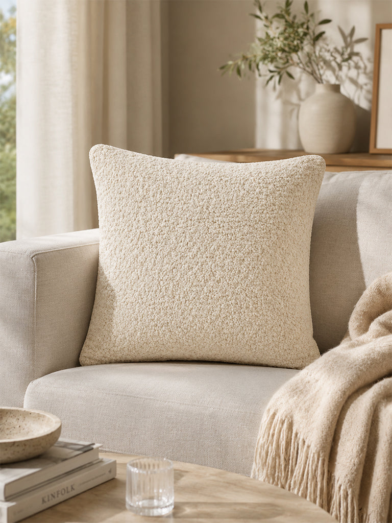 Westside Home Off-White Fleece-Textured Cushion Cover