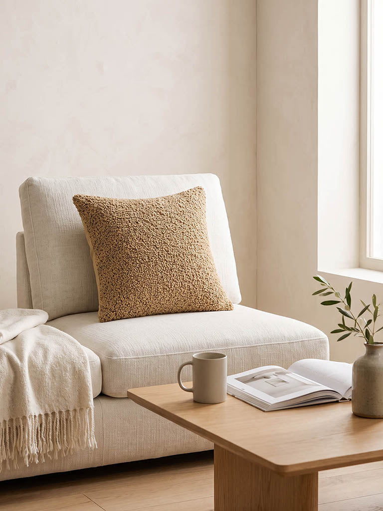 Westside Home Taupe Fleece-Textured Cushion Cover