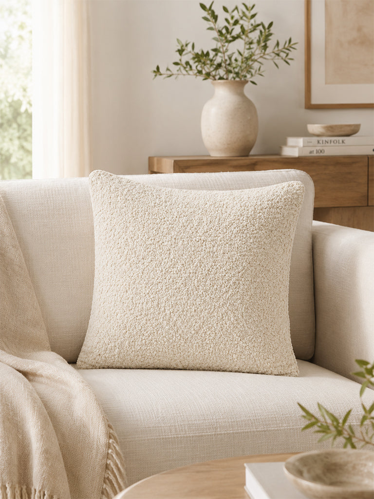 Westside Home Off-White Fleece-Textured Cushion Cover