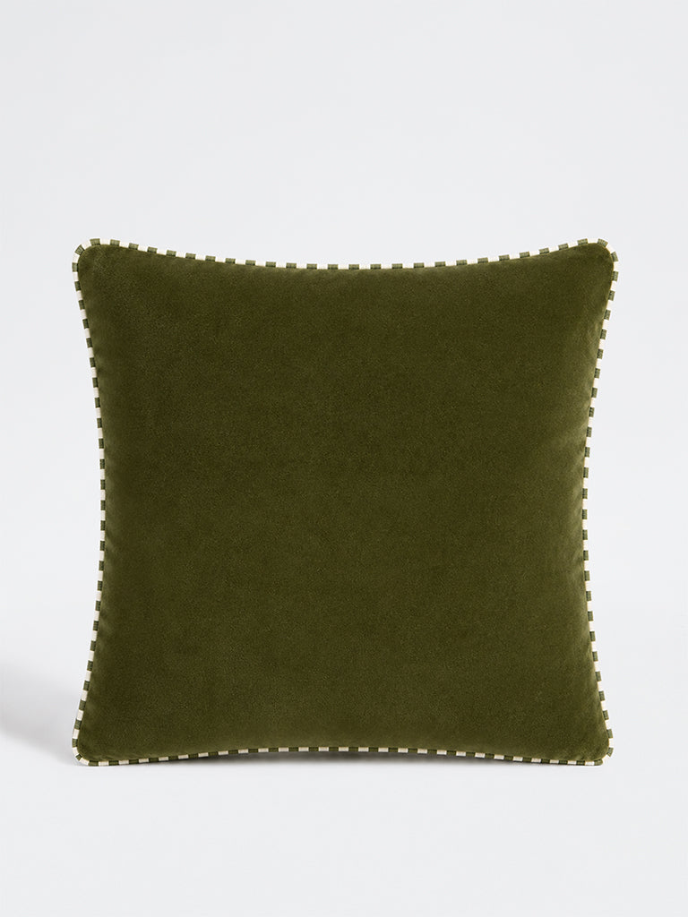 Westside Home Green Pipeline-Detailed Velvet Cushion Cover