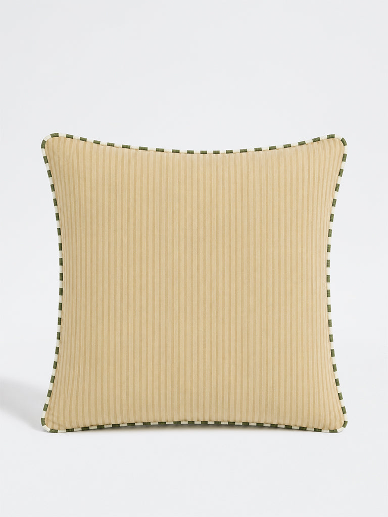 Westside Home Green Pipeline-Detailed Velvet Cushion Cover