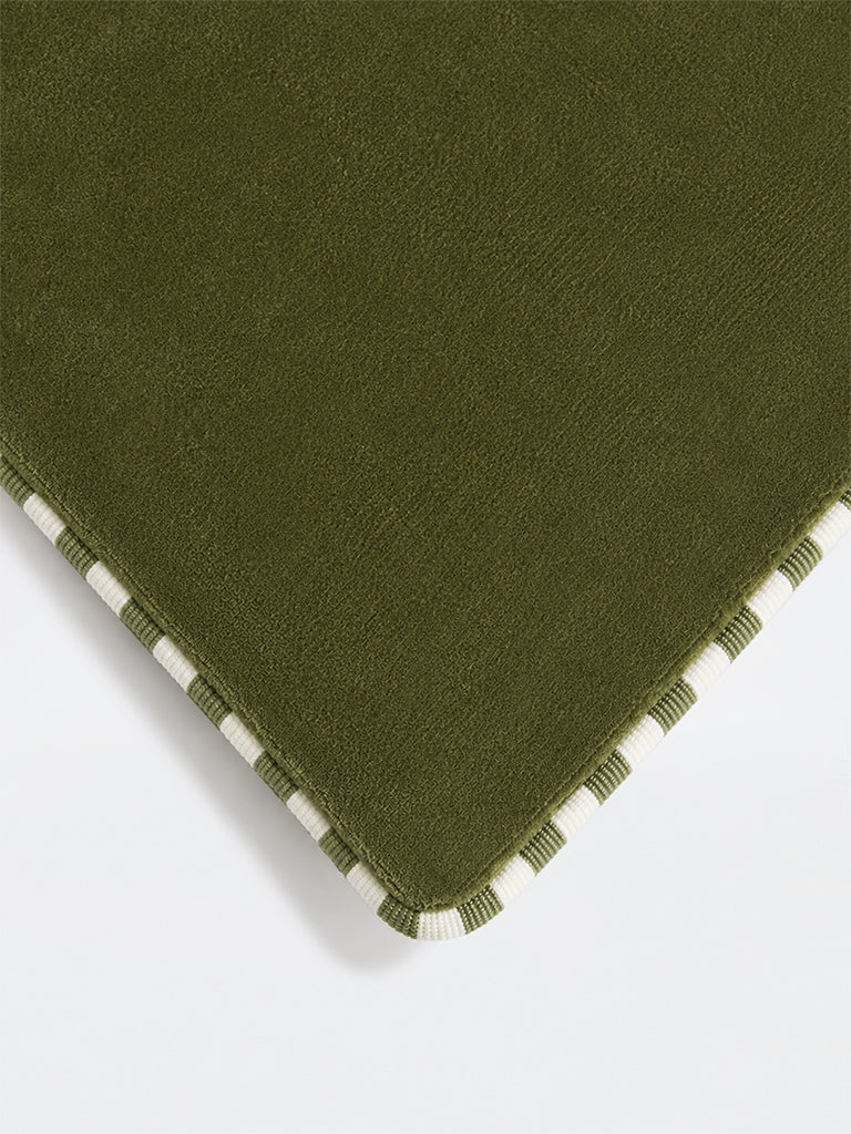 Westside Home Green Pipeline-Detailed Velvet Cushion Cover