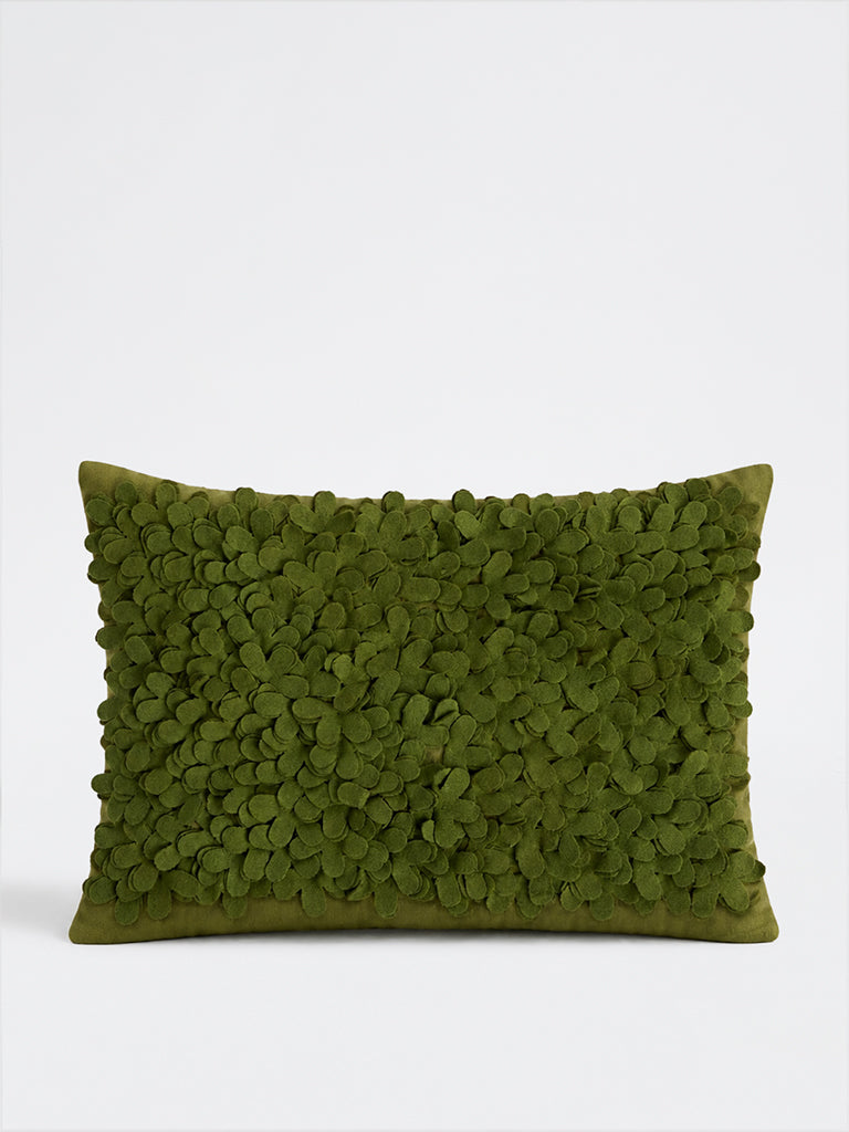 Westside Home Green Floral Petal Applique Cushion Cover