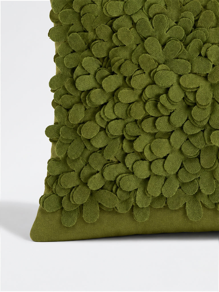 Westside Home Green Floral Petal Applique Cushion Cover