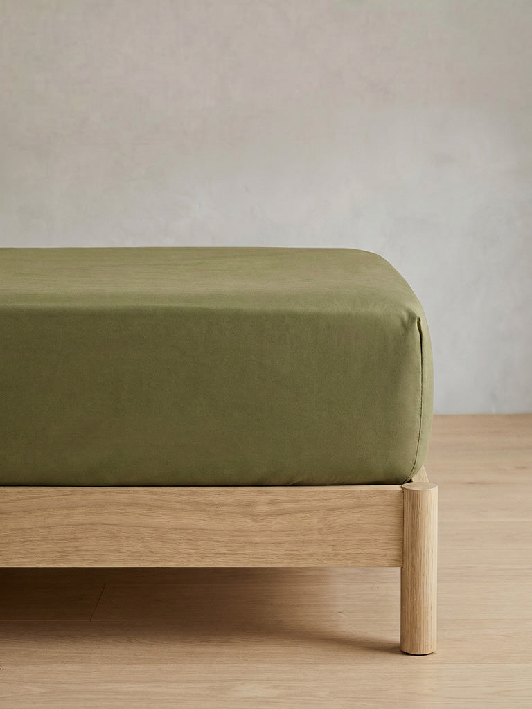 Westside Home Olive Solid Fitted King Bed Sheet Set