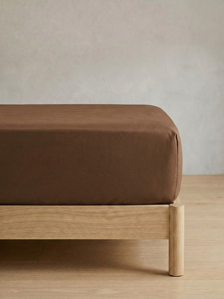 Westside Home Brown Solid Fitted King Bed Sheet Set