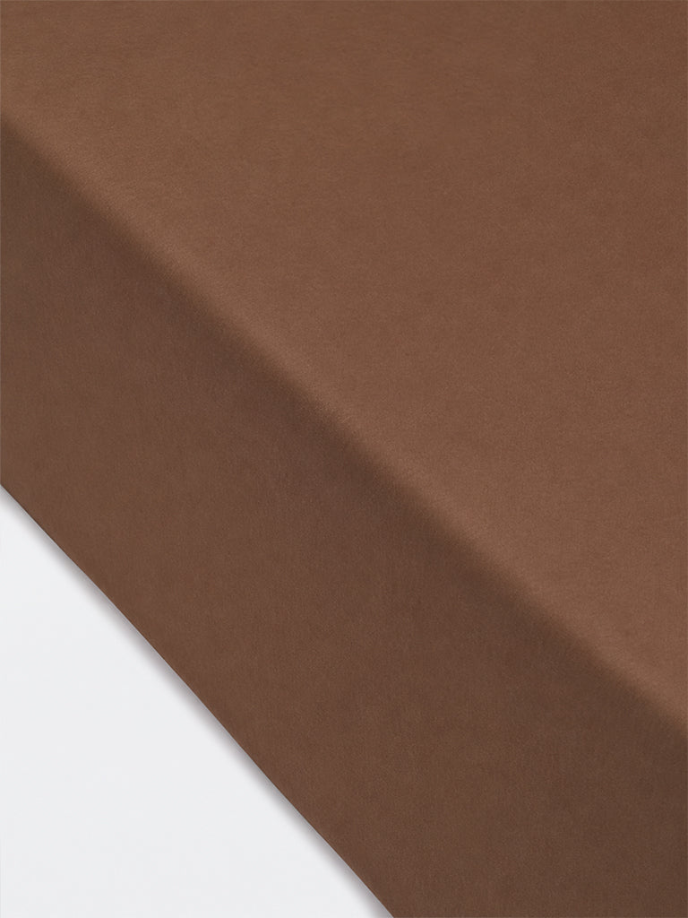 Westside Home Brown Solid Fitted King Bed Sheet Set