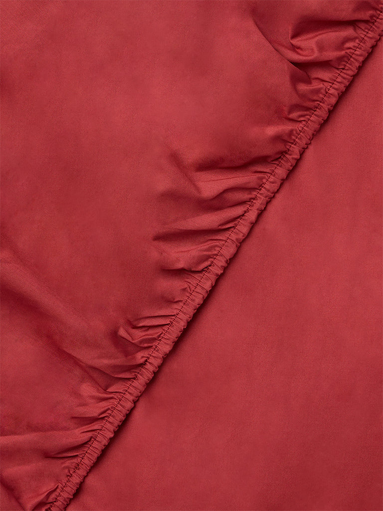 Westside Home Red Fitted Queen Bed Sheet Set
