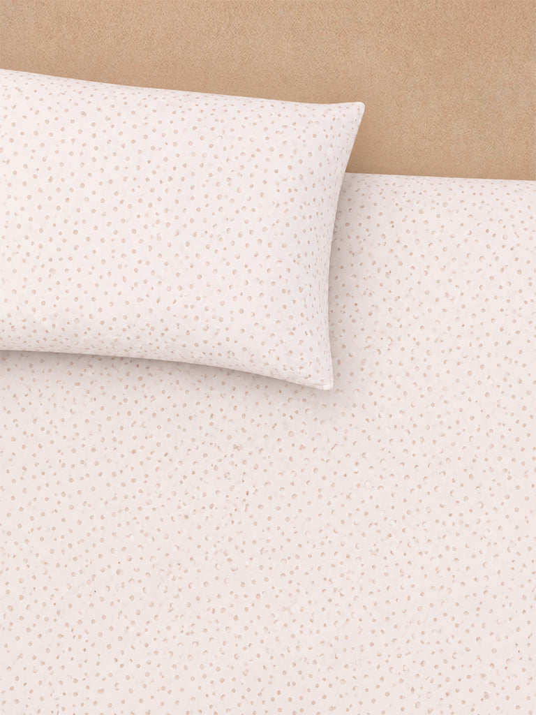 Westside Home Pink Polka-Dot Printed King Fitted Bed Sheet Set