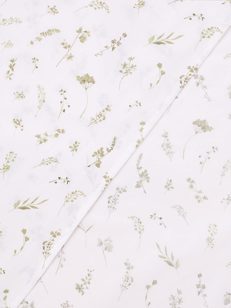 Westside Home Sage Foliage Printed Queen Bed Sheet Set