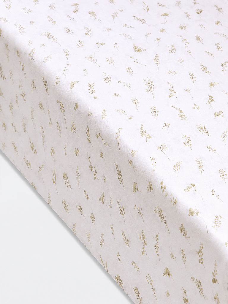 Westside Home Off-White Botanical Printed King Bed Sheet Set
