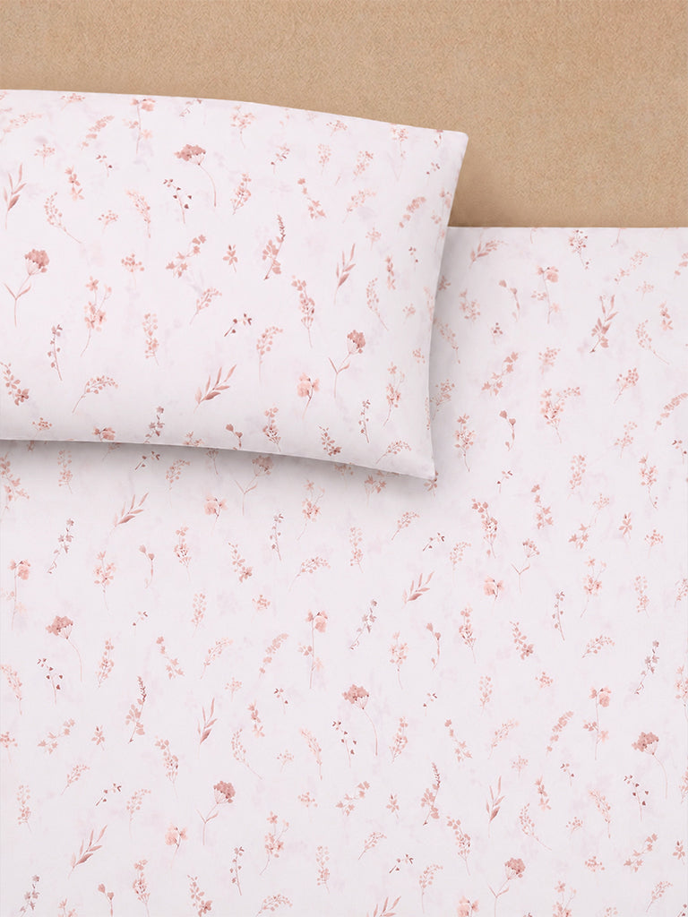 Westside Home Pink Botanical Printed King Bed Sheet Set