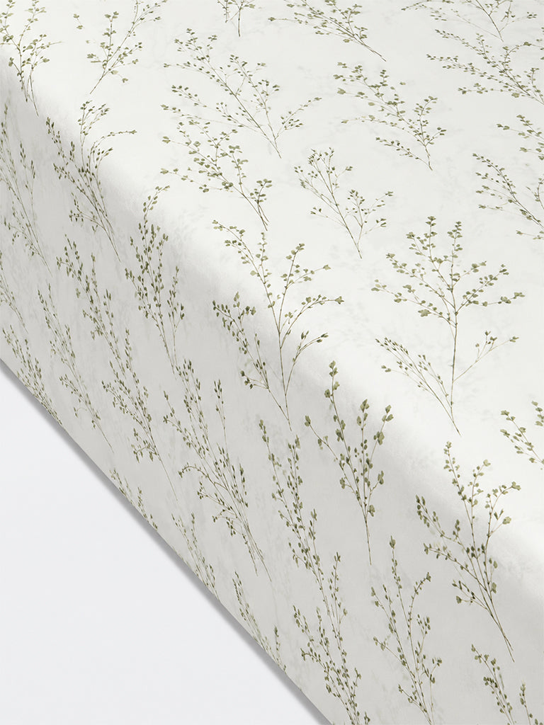 Westside Home Green Botanical Printed King Bed Sheet Set