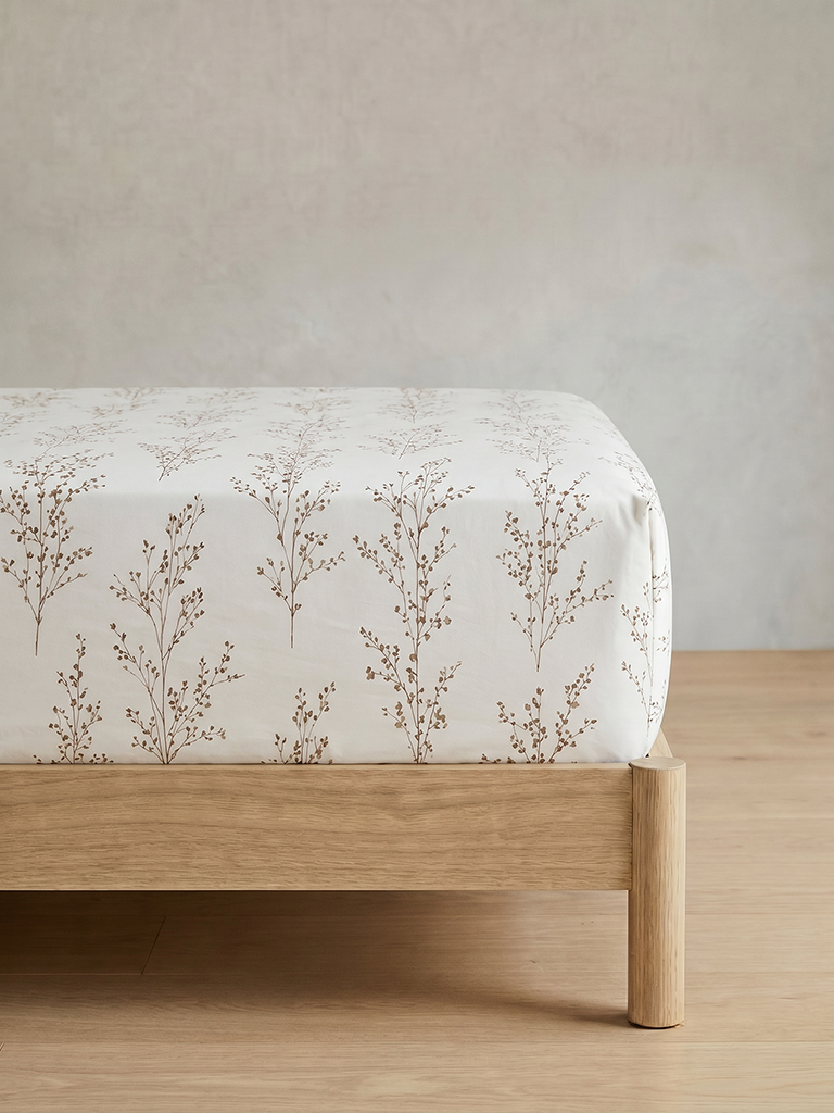 Westside Home Brown Botanical Printed King Bed Sheet Set