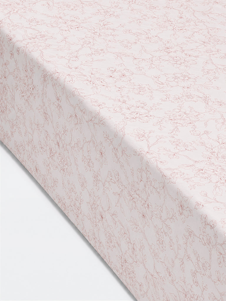 Westside Home Off-White Floral Pattern King Bed Sheet Set