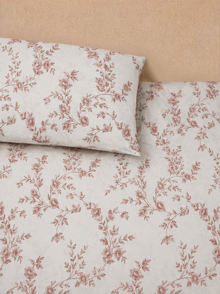 Westside Home Pink Floral Printed King Bed Sheet Set