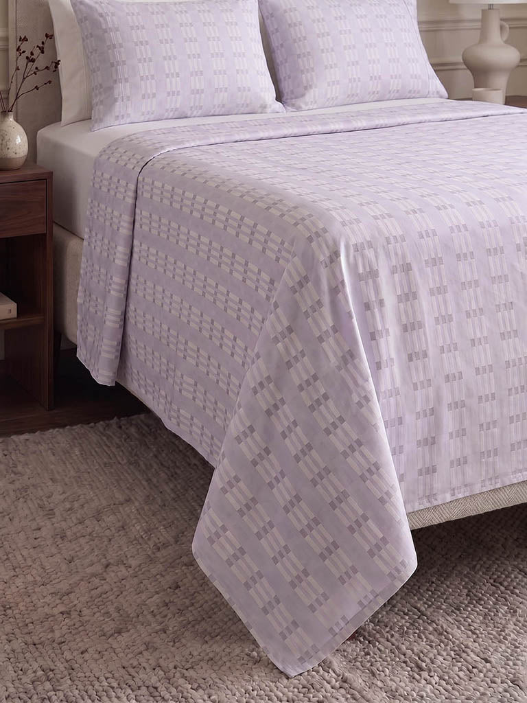 Westside Home Grey Geometric Printed Queen Bed Sheet Set