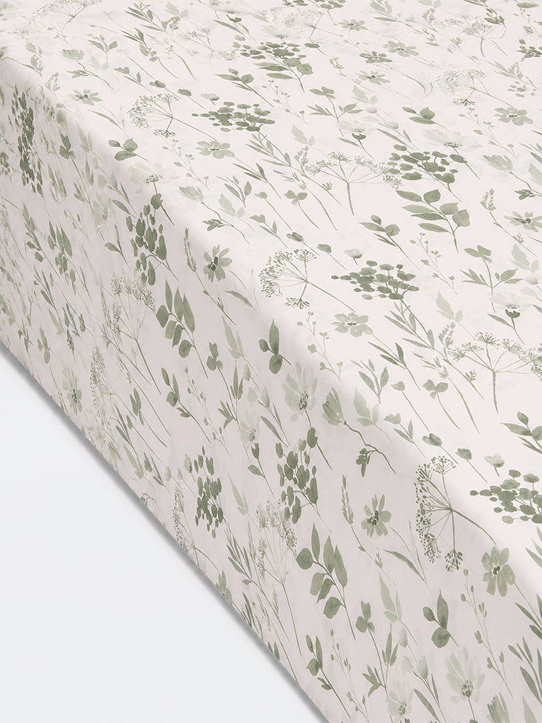 Westside Home Green Botanical Printed King Bed Sheet Set