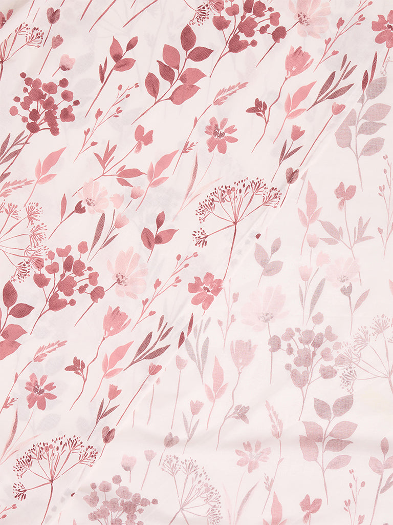 Westside Home Dusty Pink Botanical Printed Queen Bed Sheet Set