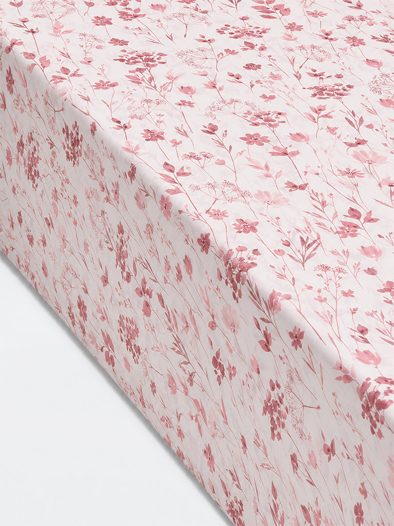 Westside Home Dusty Pink Botanical Printed King Bed Sheet Set
