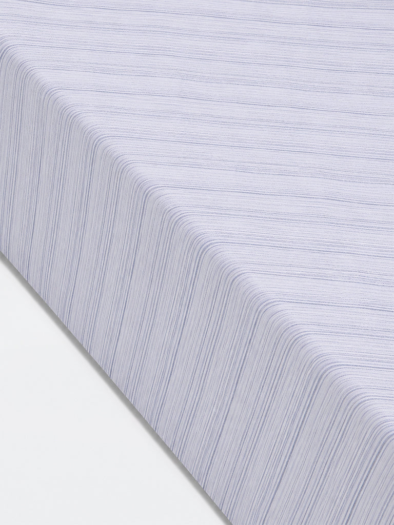 Westside Home Grey Stripe Embroidered King Bed Sheet Set