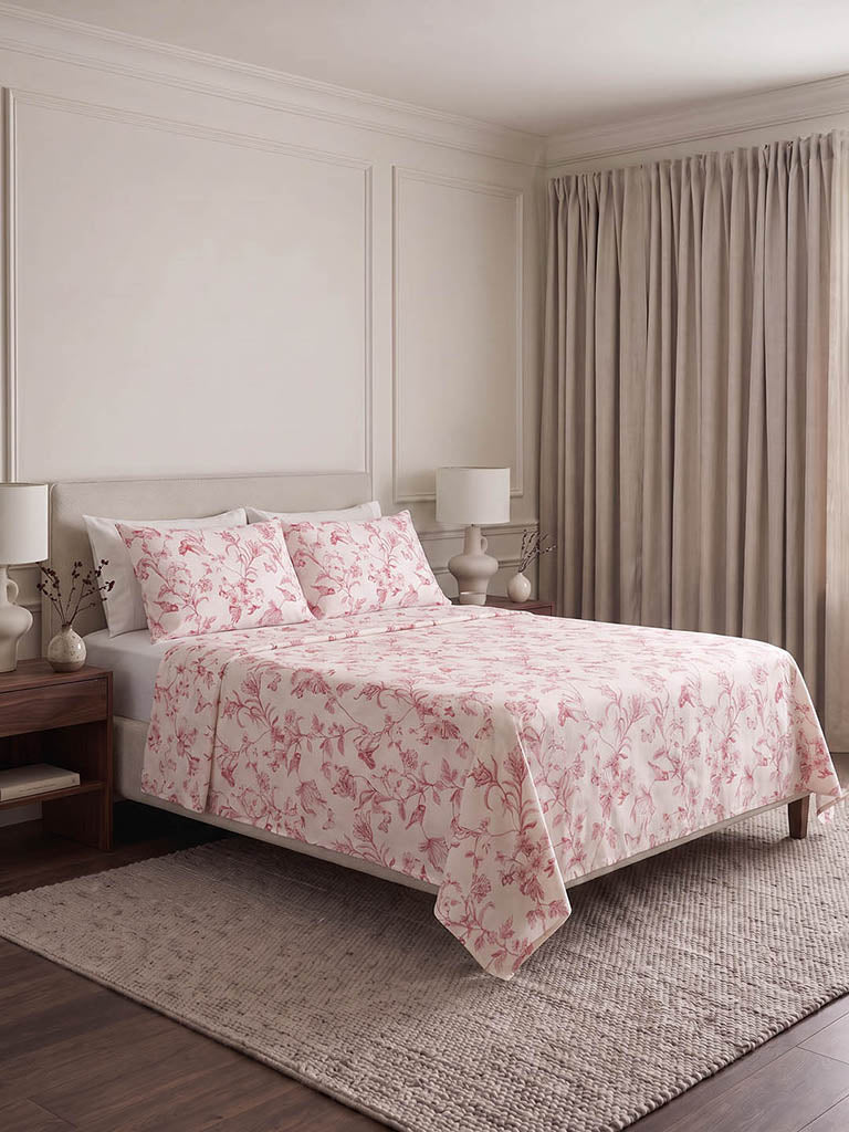 Westside Home Red Nature-Inspired Queen Bed Sheet Set
