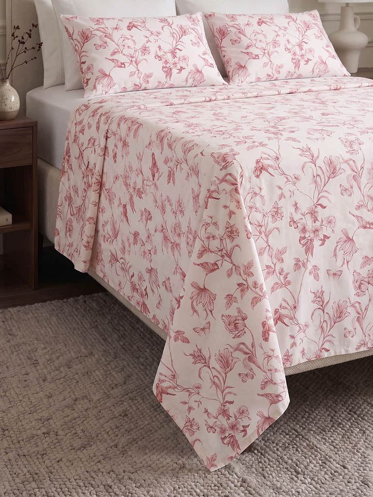 Westside Home Red Nature-Inspired Queen Bed Sheet Set