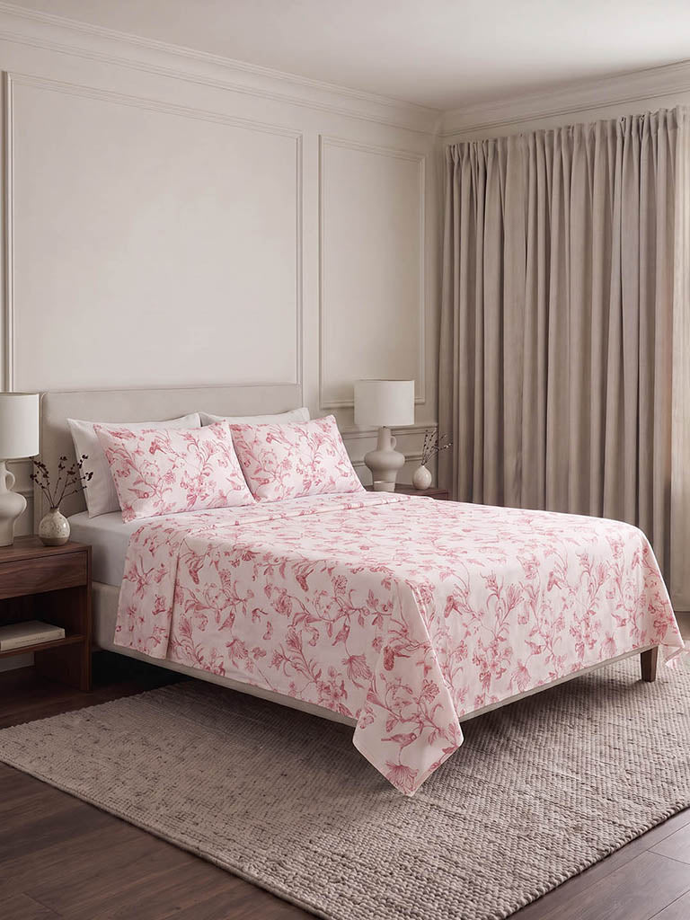 Westside Home Red Nature-Inspired King Bed Sheet Set