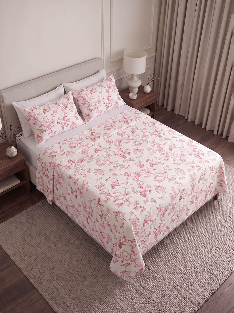 Westside Home Red Nature-Inspired King Bed Sheet Set