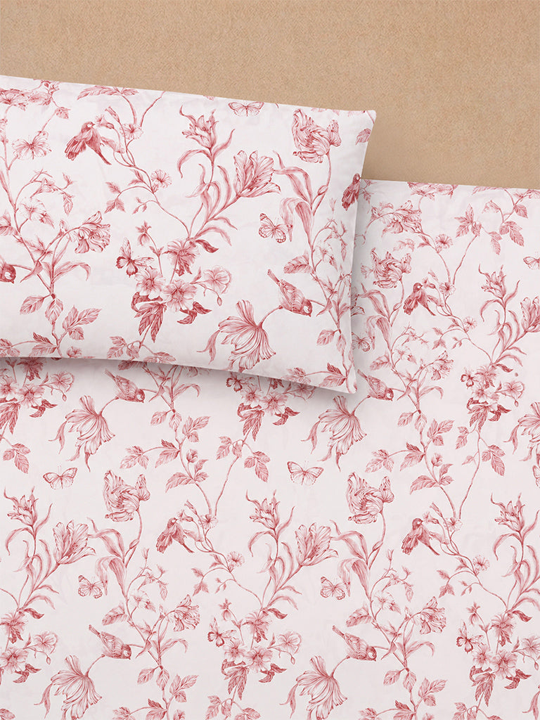 Westside Home Red Nature-Inspired King Bed Sheet Set