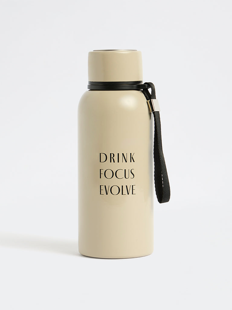 Westside Home Beige Text Design Water Bottle - 500ml