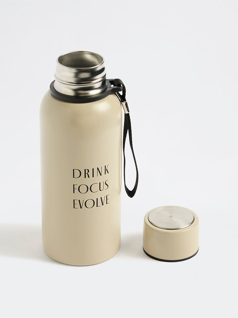 Westside Home Beige Text Design Water Bottle - 500ml