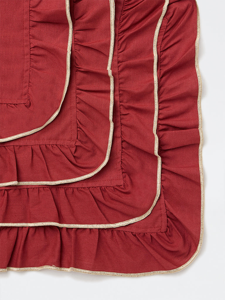Westside Home Red Frill-Detail Napkins - Set of 4