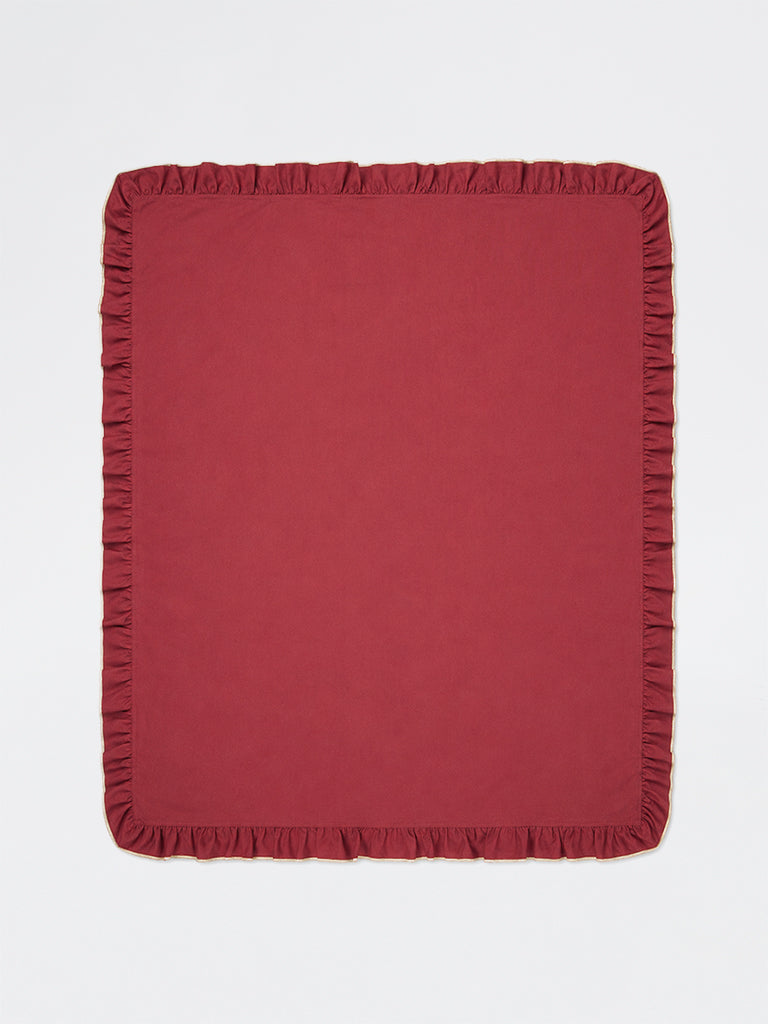 Westside Home Red Frill-Detail Table Cloth