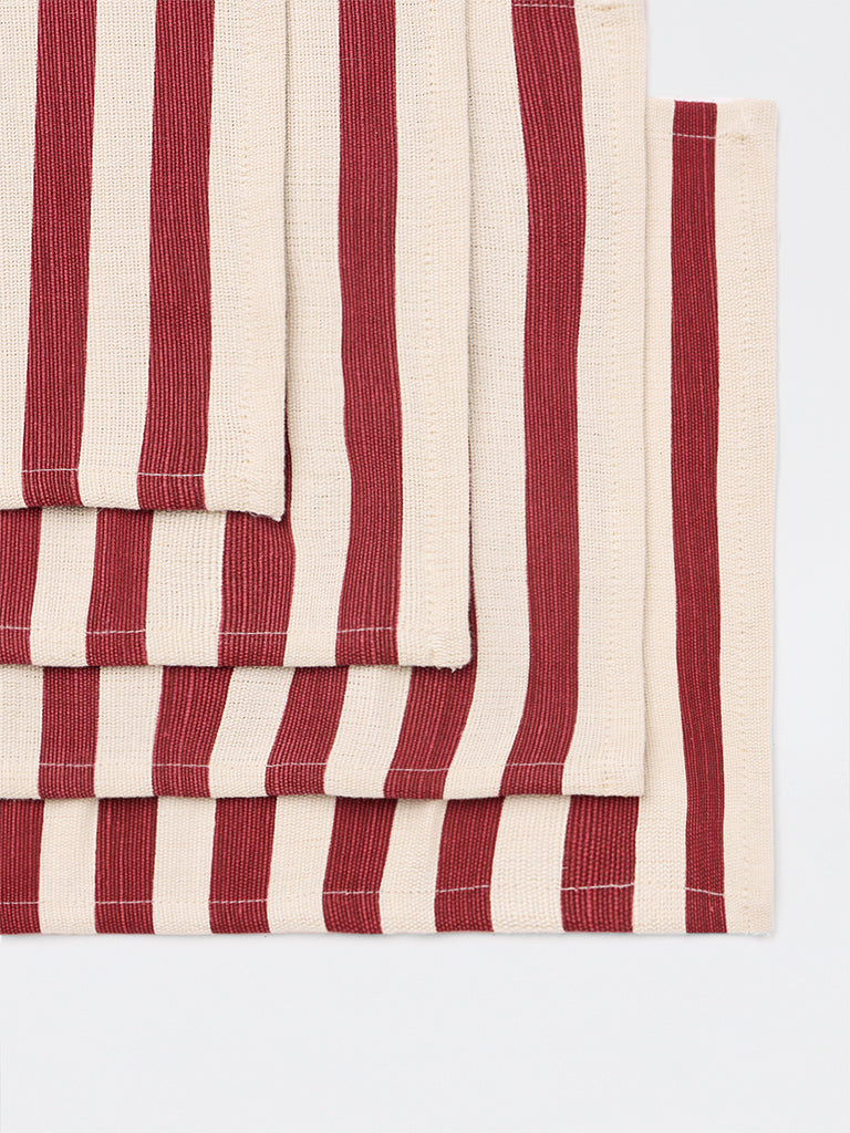 Westside Home Red Stripe Pattern Placemats - Set of 4