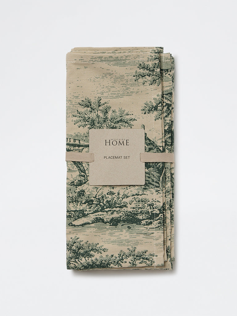 Westside Home Green Toile Printed Placemats - Set of 4