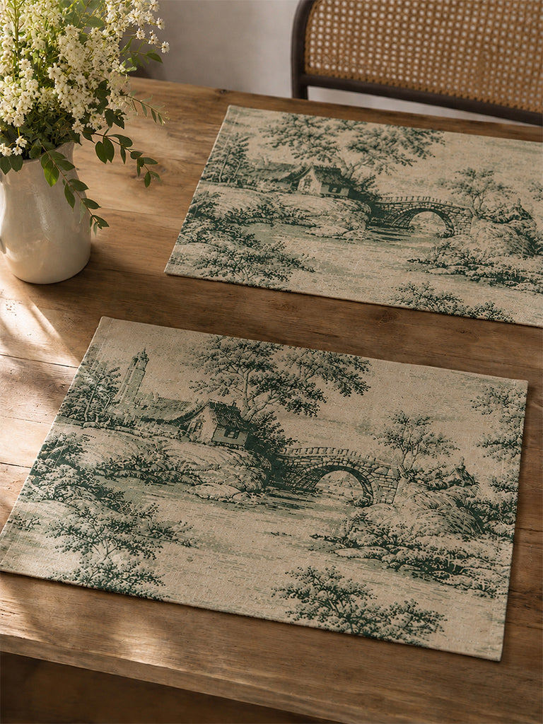Westside Home Green Toile Printed Placemats - Set of 4