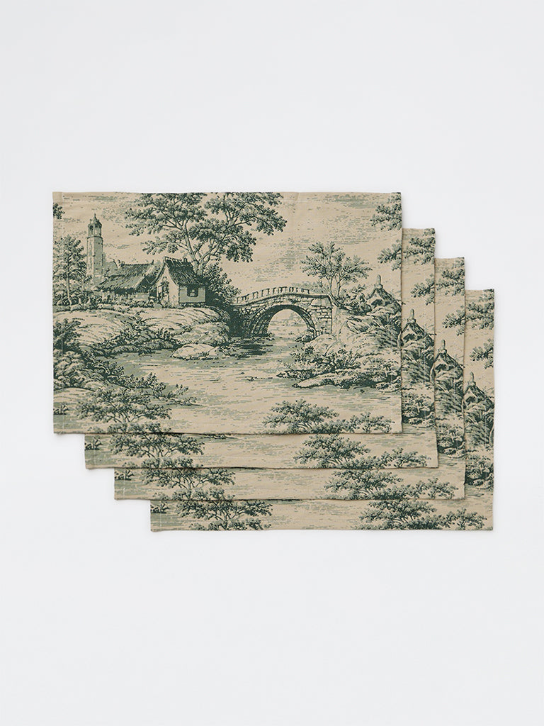 Westside Home Green Toile Printed Placemats - Set of 4