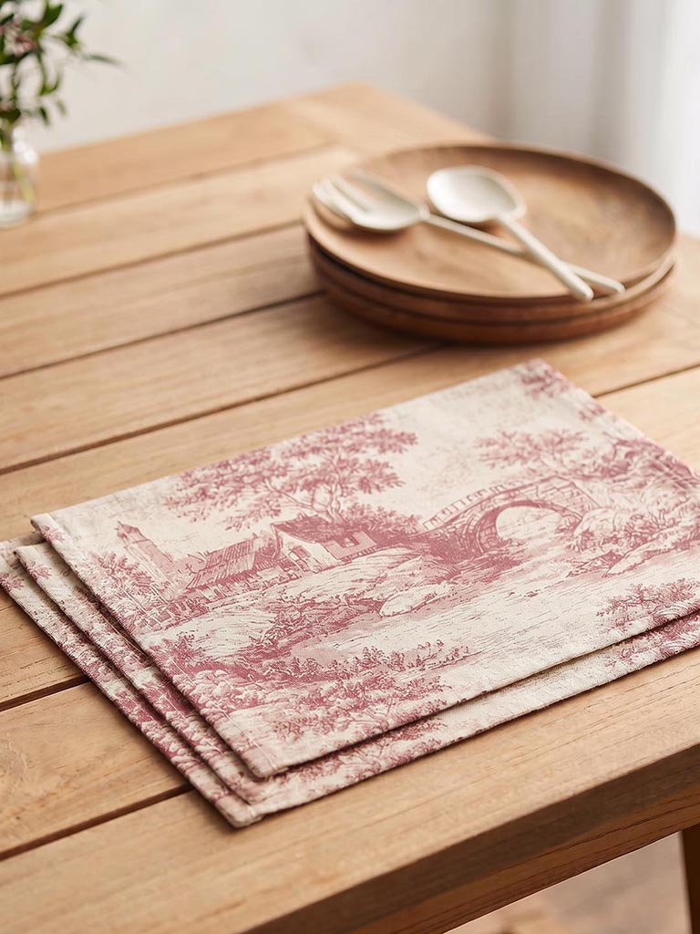 Westside Home Red Toile Printed Placemats - Set of 4