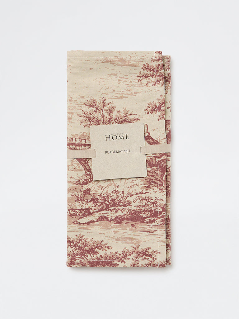 Westside Home Red Toile Printed Placemats - Set of 4