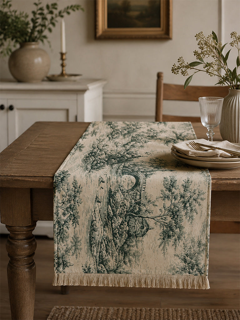 Westside Home Green Toile Printed Table Runner