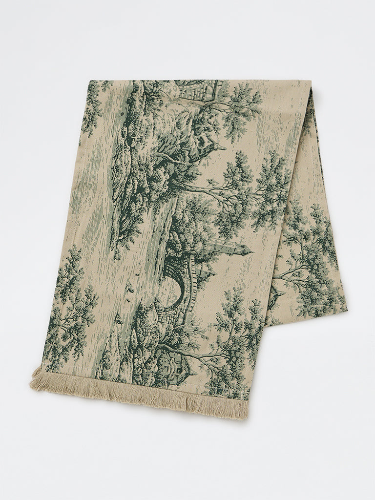 Westside Home Green Toile Printed Table Runner